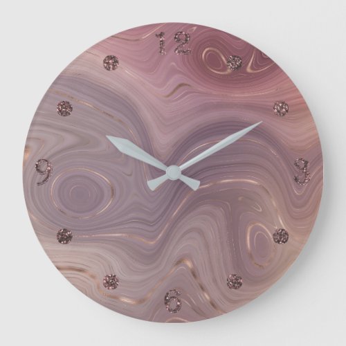 Mauve Strata  Dusty Pink and Rose Gold Agate Large Clock