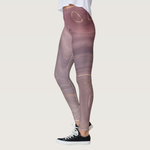 Mauve Strata  Dusty Pink and Rose Gold Agate Leggings