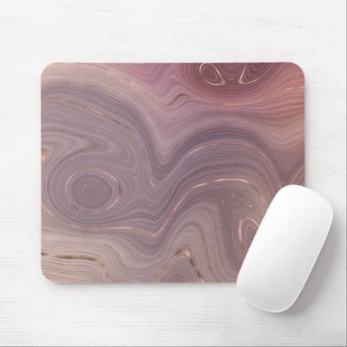 Mauve Strata  Dusty Pink and Rose Gold Agate Mouse Pad