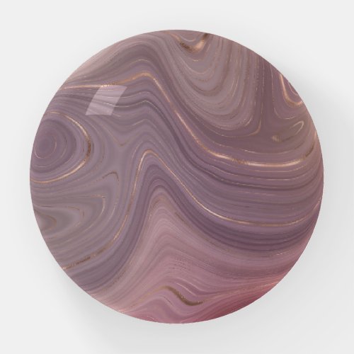 Mauve Strata  Dusty Pink and Rose Gold Agate Paperweight