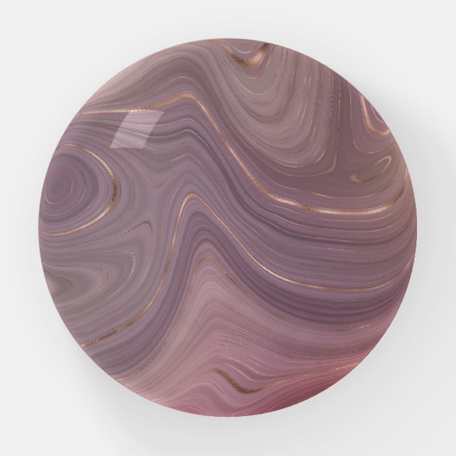 Mauve Strata | Dusty Pink and Rose Gold Agate Paperweight (Front)