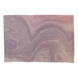 Mauve Strata Dusty Pink and Rose Gold Agate Pillow Case