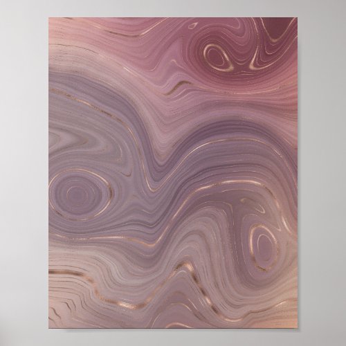 Mauve Strata  Dusty Pink and Rose Gold Agate Poster