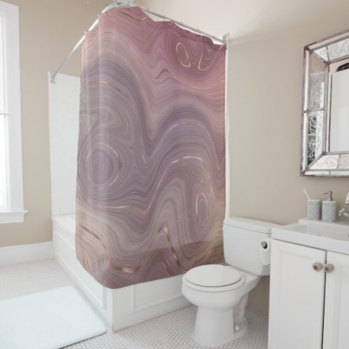Mauve Strata  Dusty Pink and Rose Gold Agate Shower Curtain