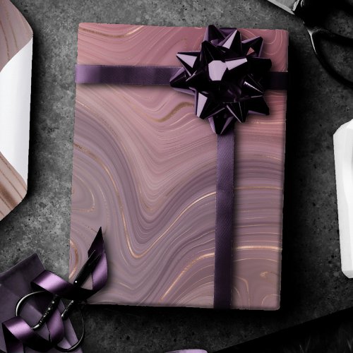 Mauve Strata  Dusty Pink and Rose Gold Agate Wrapping Paper