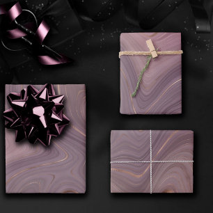 Mauve Strata Dusty Pink and Rose Gold Agate Wrapping Paper Sheets