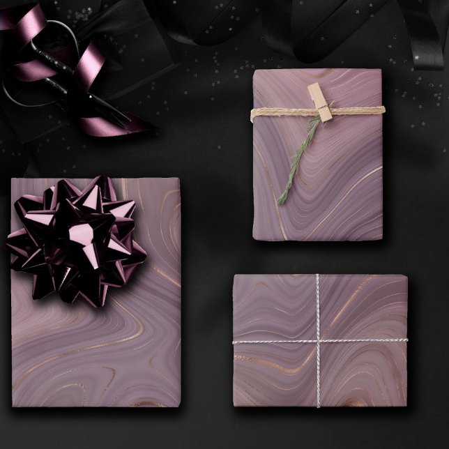 Mauve Strata | Dusty Pink and Rose Gold Agate Wrapping Paper Sheets (Creator Uploaded)