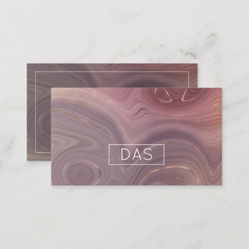 Mauve Strata  Dusty Pink Rose Gold Agate Monogram Business Card