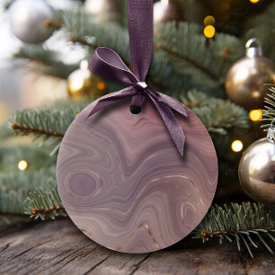 Mauve Strata Dusty Pink Rose Gold Gray Agate Ceramic Ornament