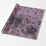 Mauve Striped Antique Map Wrapping Paper<br><div class="desc">Dusky purple stripes pattern with vintage paris map wrapping paper.</div>
