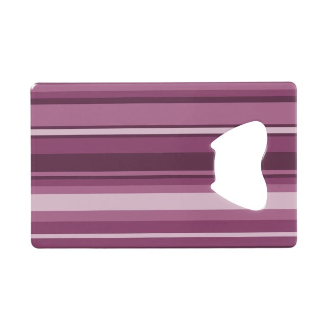 Mauve stripes credit card bottle opener (Back Horizontal)