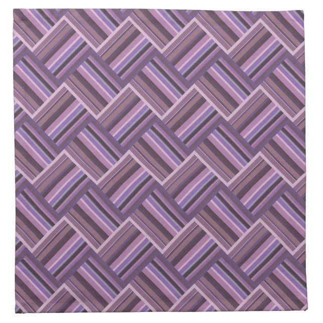 Mauve stripes diagonal weave pattern cloth napkin (Front)