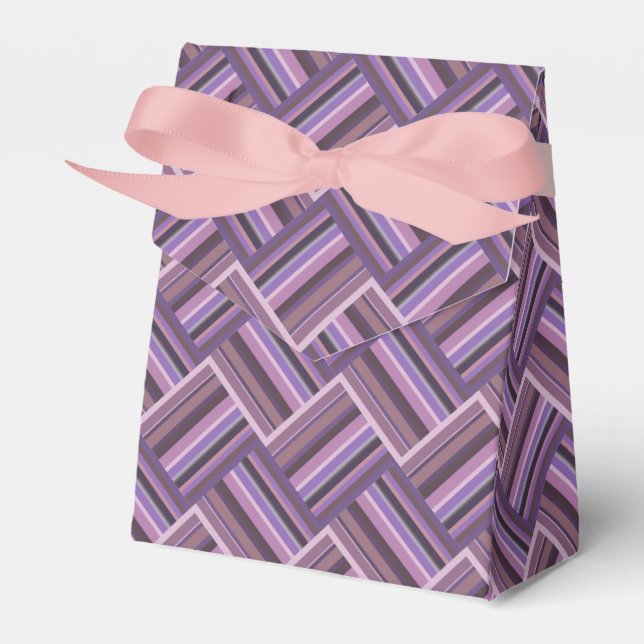 Mauve stripes diagonal weave pattern favor boxes (Front Side)