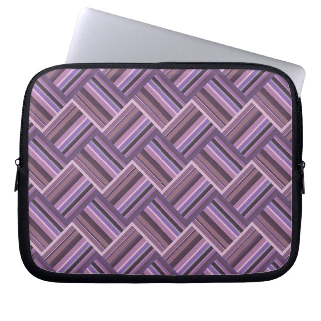 Mauve stripes diagonal weave pattern laptop sleeve (Front)