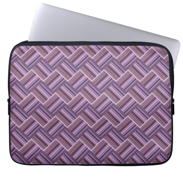 Mauve stripes diagonal weave pattern laptop sleeve (Front)