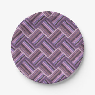 Mauve stripes diagonal weave pattern paper plates