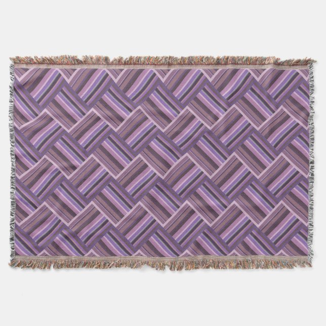 Mauve stripes diagonal weave pattern throw blanket (Front)
