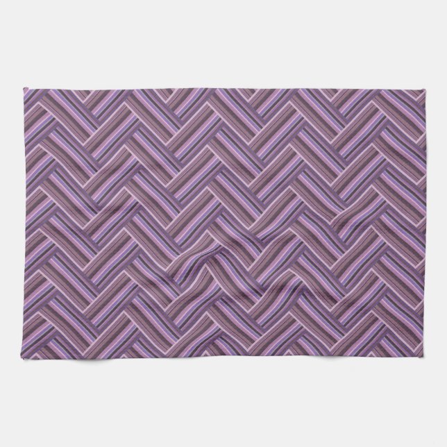 Mauve stripes double weave pattern kitchen towel (Horizontal)