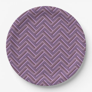 Mauve stripes double weave pattern paper plates
