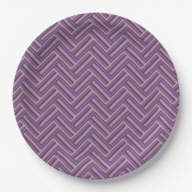 Mauve stripes double weave pattern paper plates (Front)