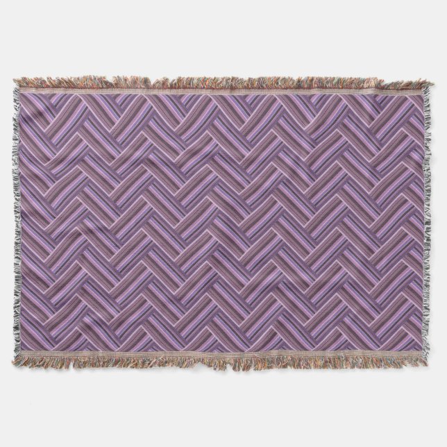 Mauve stripes double weave pattern throw blanket (Front)