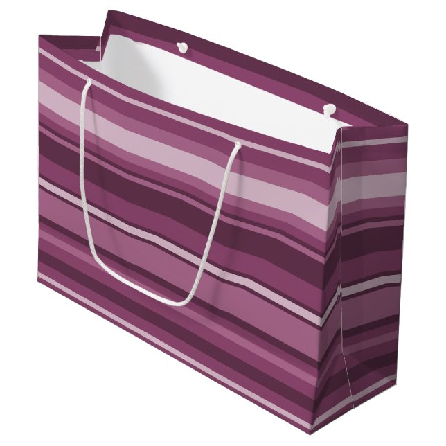 Mauve stripes large gift bag (Front Angled)