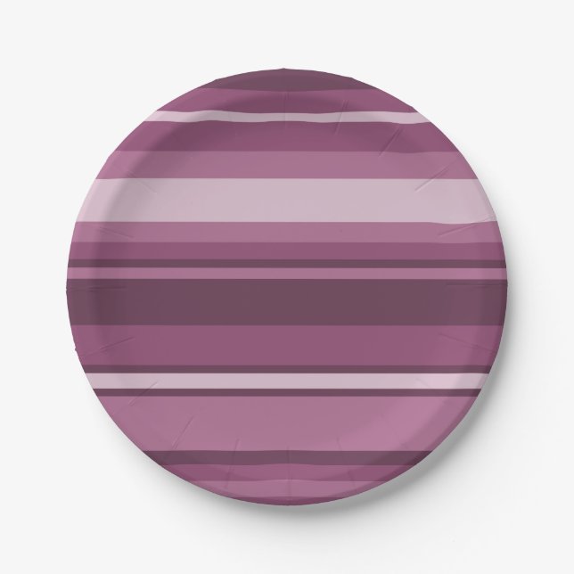 Mauve stripes paper plates (Front)