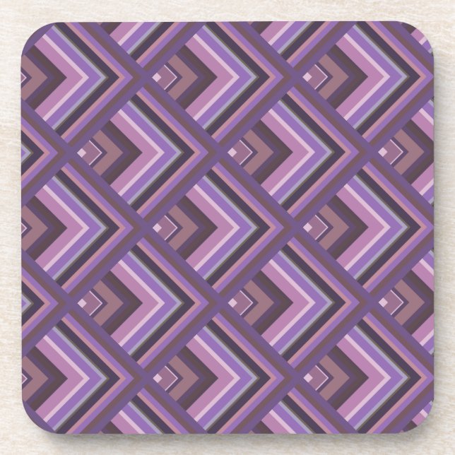 Mauve stripes scale pattern beverage coaster (Front)