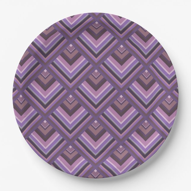Mauve stripes scale pattern paper plates (Front)