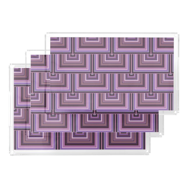 Mauve stripes square scales pattern acrylic tray (Set)