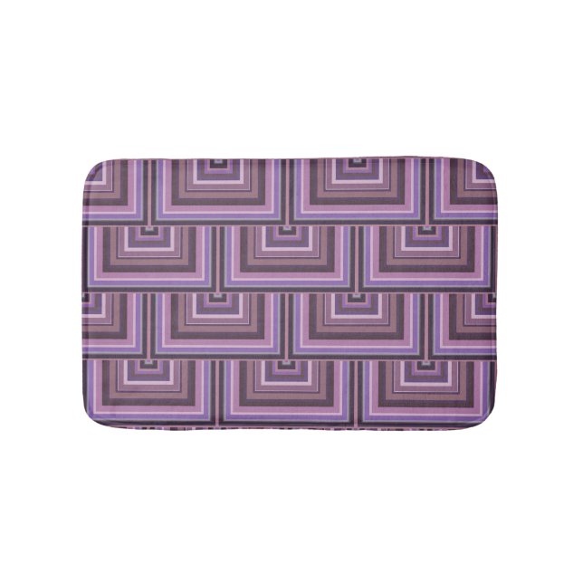 Mauve stripes square scales pattern bath mat (Front)