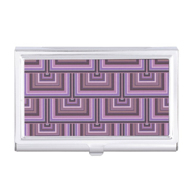 Mauve stripes square scales pattern case for business cards (Front)