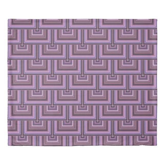 Mauve stripes square scales pattern duvet cover (Front)