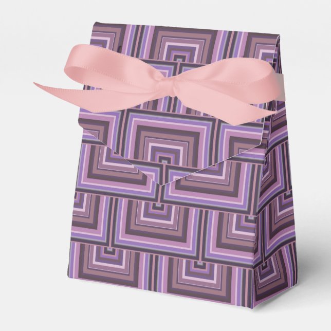 Mauve stripes square scales pattern favor boxes (Front Side)