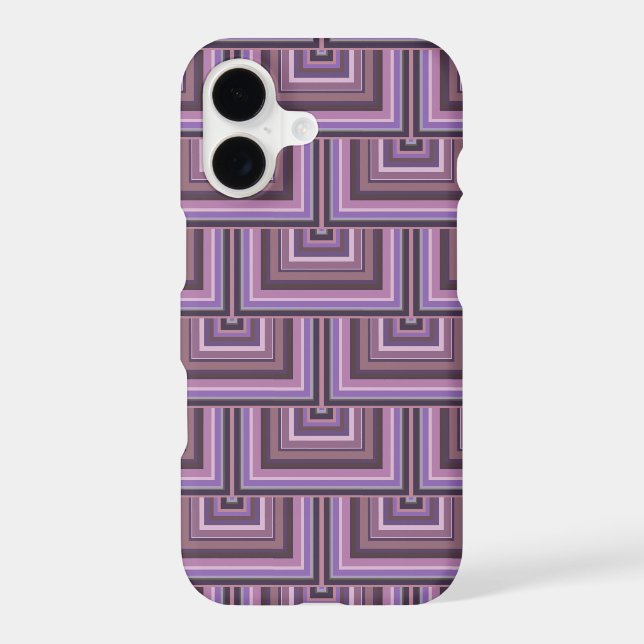 Mauve stripes square scales pattern iphone case (Back)