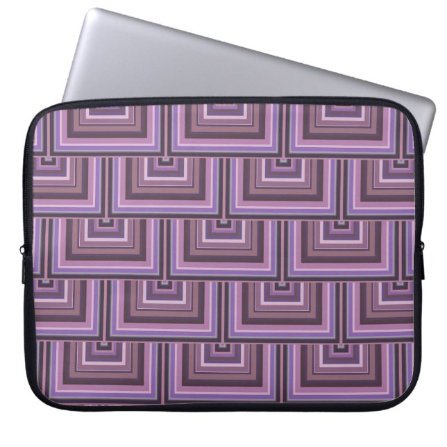 Mauve stripes square scales pattern laptop sleeve (Front)