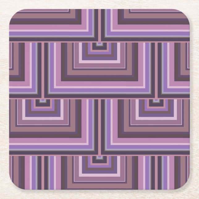 Mauve stripes square scales pattern paper coaster (Front)