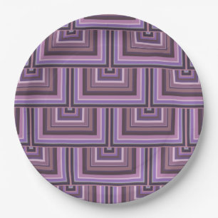 Mauve stripes square scales pattern paper plates