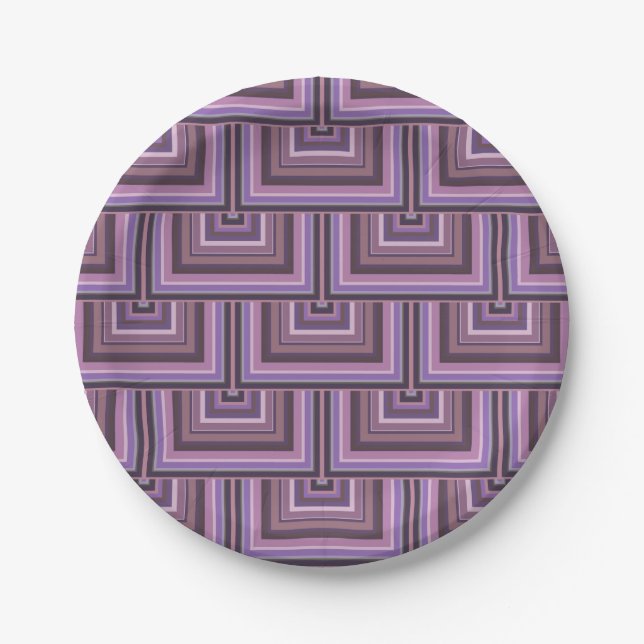 Mauve stripes square scales pattern paper plates (Front)