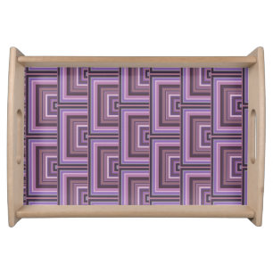 Mauve stripes square scales pattern serving tray