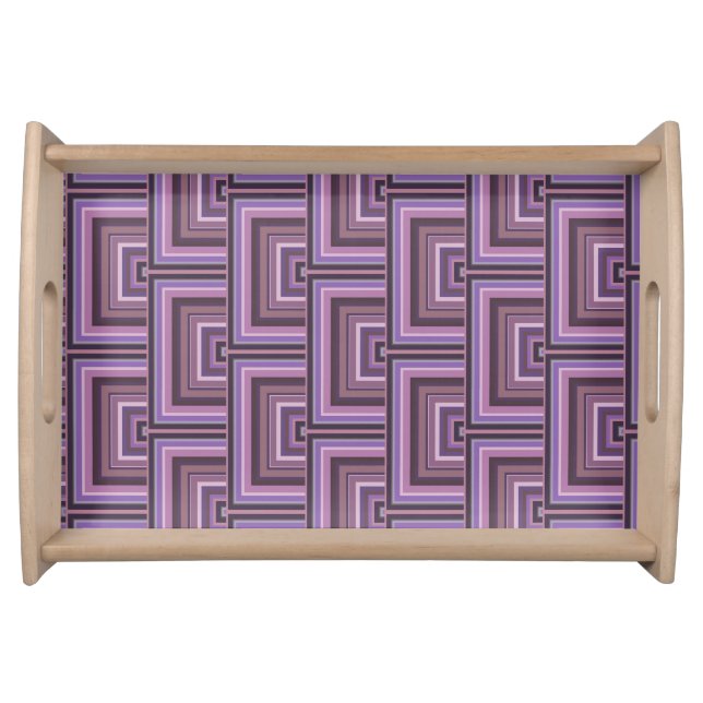 Mauve stripes square scales pattern serving tray (Front)