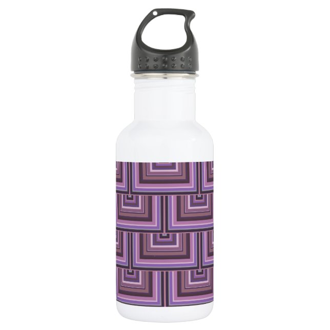 Mauve stripes square scales pattern stainless steel water bottle (Front)