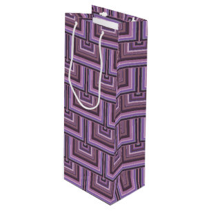 Mauve stripes square scales pattern wine gift bag