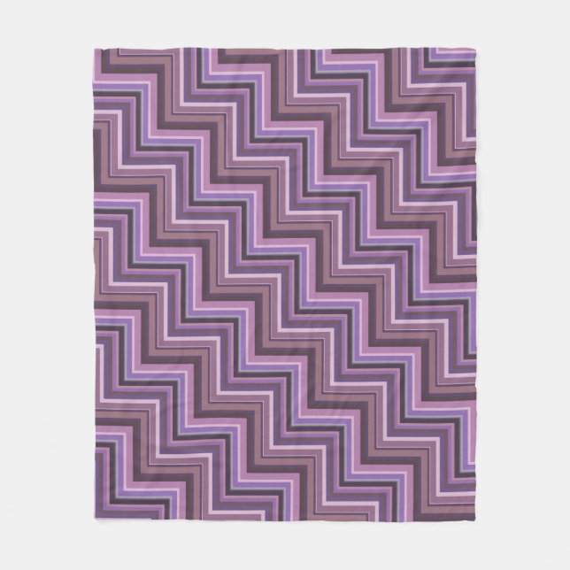 Mauve stripes stairs pattern fleece blanket (Front)