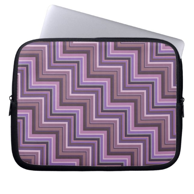 Mauve stripes stairs pattern laptop sleeve (Front)