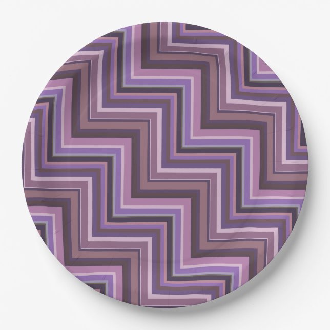 Mauve stripes stairs pattern paper plates (Front)
