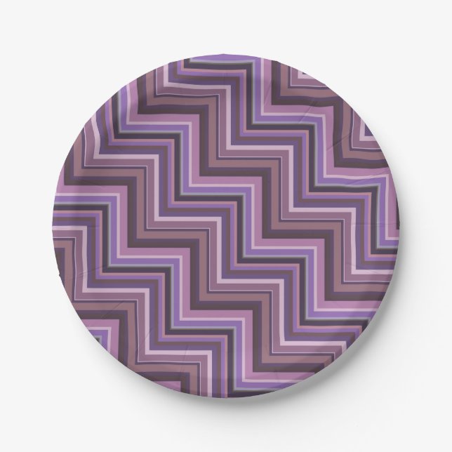 Mauve stripes stairs pattern paper plates (Front)