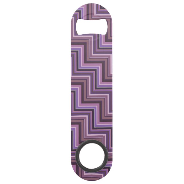Mauve stripes stairs pattern speed bottle opener (Front)