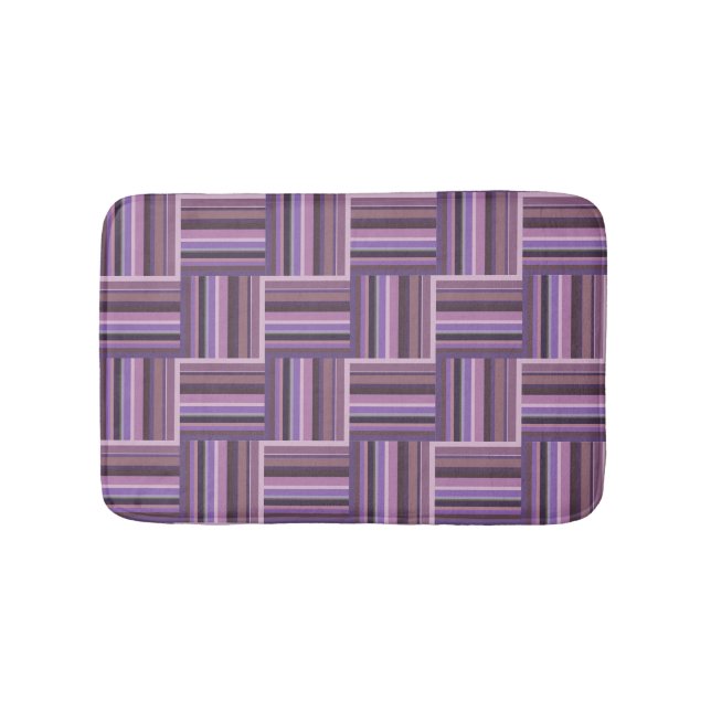Mauve stripes weave pattern bathroom mat (Front)