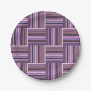Mauve stripes weave pattern paper plates